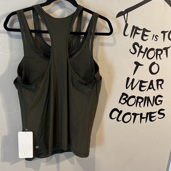 Lululemon In Your Pace Tank dark green NWT - Picture 5 of 6
